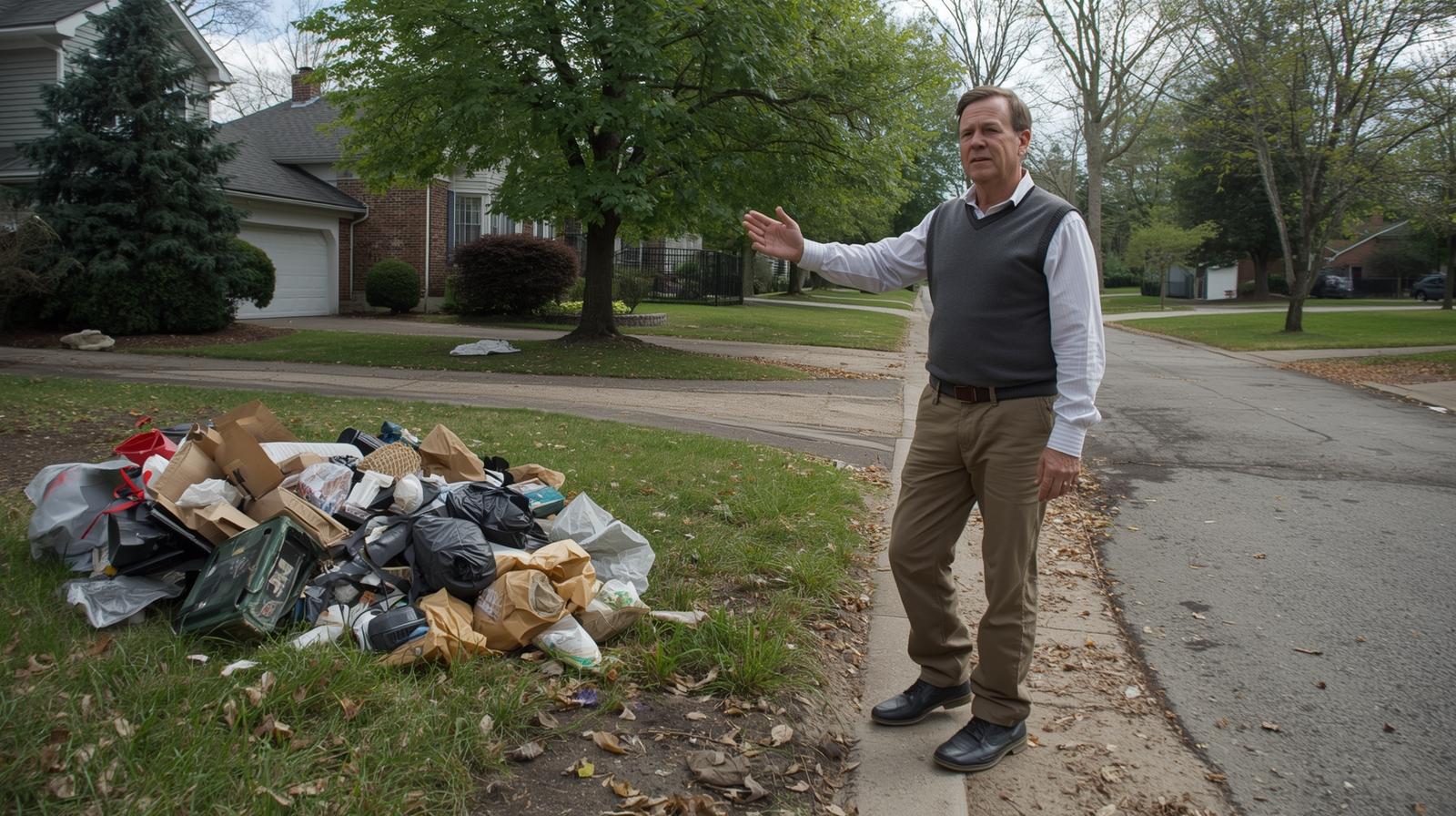 человек звонит и жалуется что возле его дома мусор